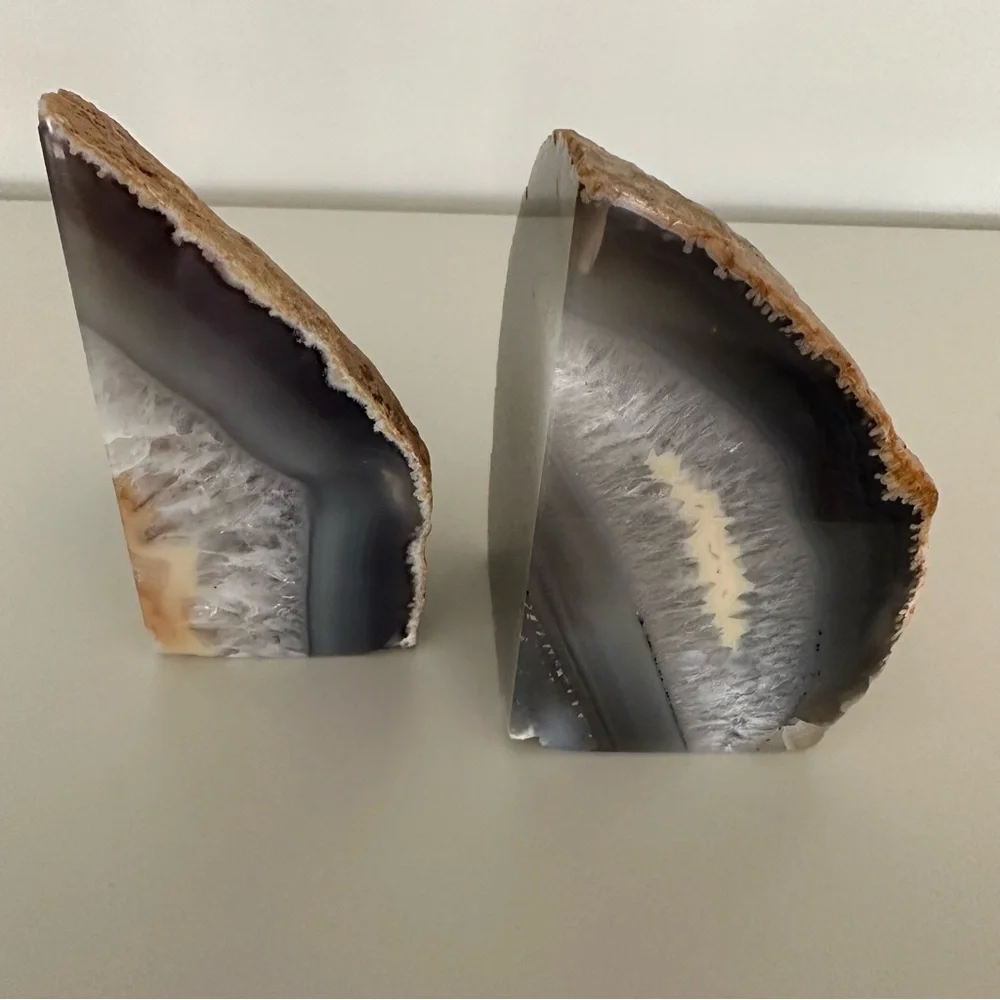 West Elm Agate Natural Stone Bookend Pair in Shades of Purple 4 3/8